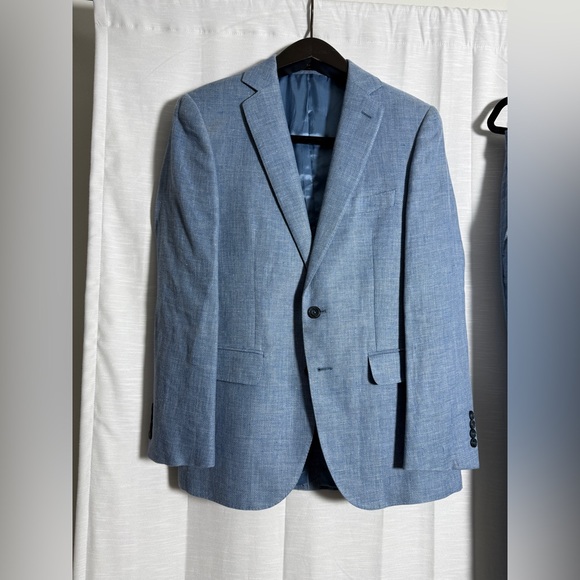 J.Hilburn Light Blue Tailored Men’s Suit – Modern Fit Wedding Business Formal - Picture 4 of 17